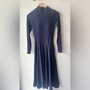 621. OGL 🆕 Eco mousse Navy Long Sleeve Fit & Flare Dress Size S | P2P 14